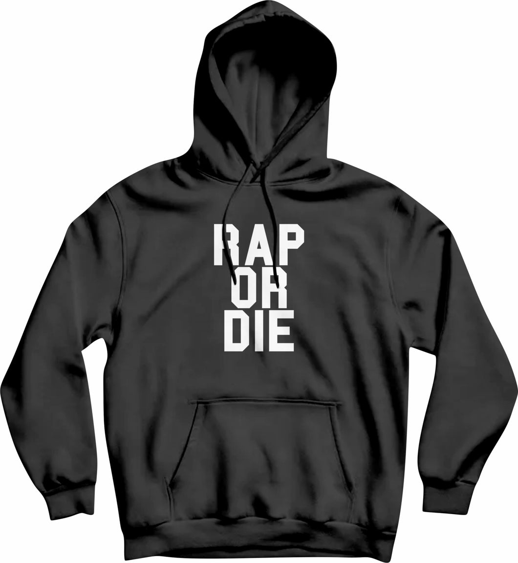 RAP OR DIE Logo Hoodie (Black/White) - God Money Mafia