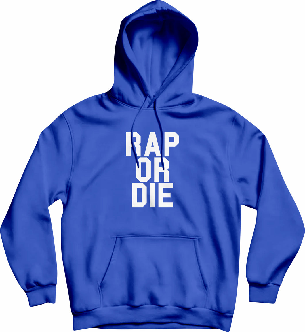 RAP OR DIE Logo Hoodie (Blue/White) - God Money Mafia