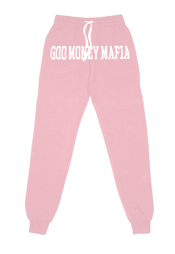 GodMoneyMafia Logo Sweatpants (Pink/white) - God Money Mafia