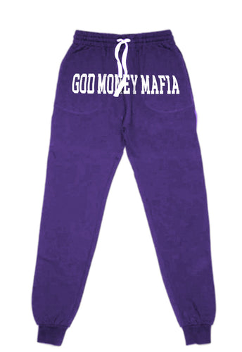 GodMoneyMafia Sweatpants (Purple/White) - God Money Mafia