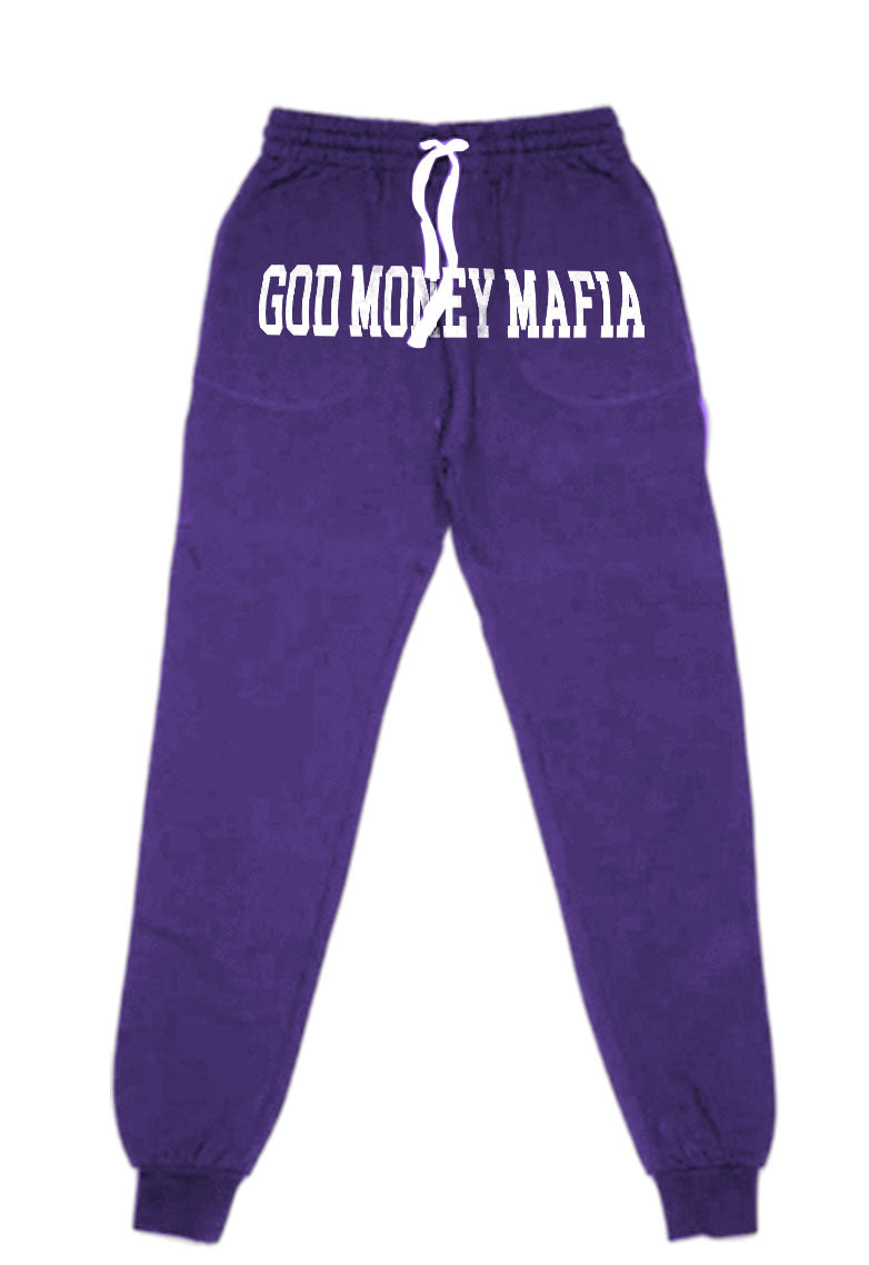 GodMoneyMafia Sweatpants (Purple/White) - God Money Mafia